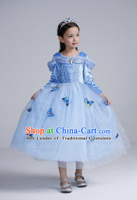 Top Grade Chinese Compere Professional Performance Catwalks Costume, Children Butterfly Veil Dress Uniform Modern Dance Clothing for Girls Kids