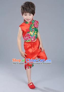 Traditional Chinese classical Yangge Fan Dancing Costume Modern dancing Dress Clothing and Headwear
