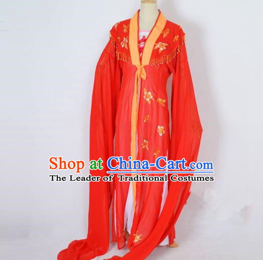 Traditional Chinese Professional Peking Opera Embroidery Plum Blossom Costume, China Beijing Opera Female Diva Cloud Shoulder Clothing Red Long Robe