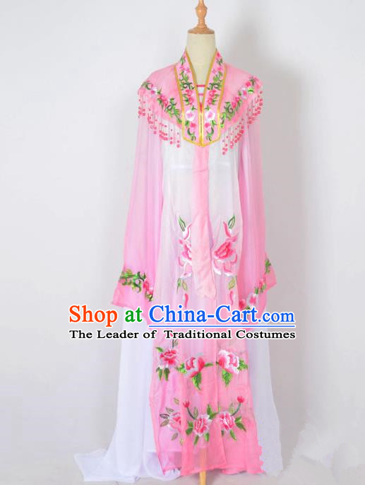 Traditional Chinese Professional Peking Opera Nobility Lady Water Sleeve Costume Embroidery Pink Shawl, China Beijing Opera Shaoxing Opera Royal Princess Dress Clothing
