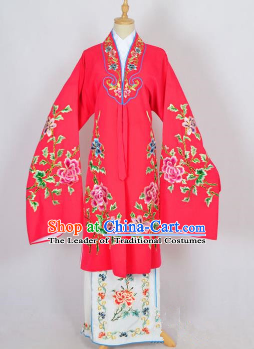 Traditional Chinese Professional Peking Opera Nobility Lady Costume Rosy Mantel, China Beijing Opera Shaoxing Opera Embroidery Diva Hua Tan Dress Clothing