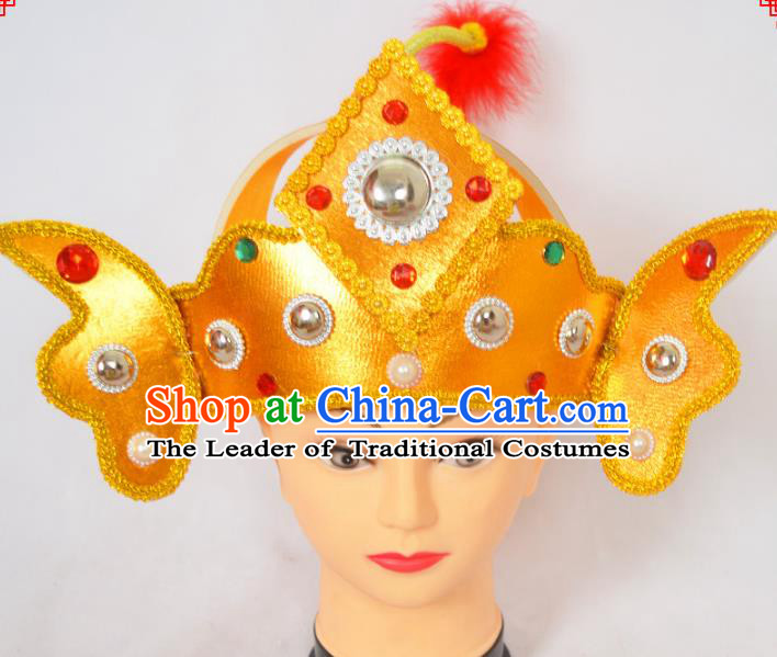 Traditional Handmade Chinese Classical Peking Opera Female General Hat, China Beijing Opera Warrior Headwear