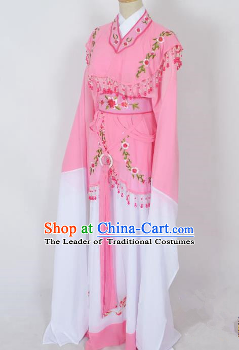 Traditional Chinese Professional Peking Opera Young Lady Jordan-Sitting Costume Pink Embroidery Dress, China Beijing Opera Diva Hua Tan Embroidered Princess Clothing