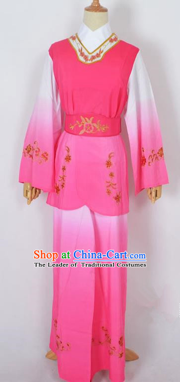 Traditional Chinese Professional Peking Opera Jordan-Sitting Maidservants Pink Costume, China Beijing Opera Diva Hua Tan Palace Lady Embroidered Clothing