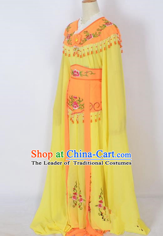 Traditional Chinese Professional Peking Opera Young Lady Costume Orange Embroidery Dress, China Beijing Opera Diva Hua Tan Embroidered Clothing