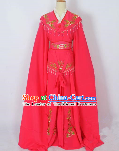 Traditional Chinese Professional Peking Opera Young Lady Costume Rosy Embroidery Dress, China Beijing Opera Diva Hua Tan Embroidered Clothing