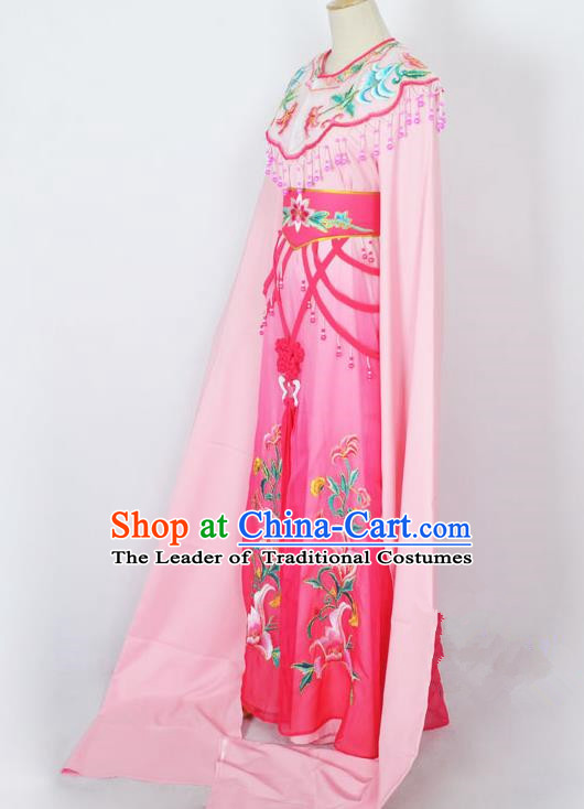 Traditional Chinese Professional Peking Opera Diva Young Lady Princess Costume Pink Embroidery Dress, China Beijing Opera Hua Tan Embroidered Clothing