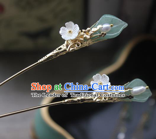 Traditional Handmade Chinese Ancient Classical Hair Accessories Barrettes Xiuhe Suit Magnolia Flower Hairpins, Tassel Step Shake Hanfu Hair Fascinators for Women