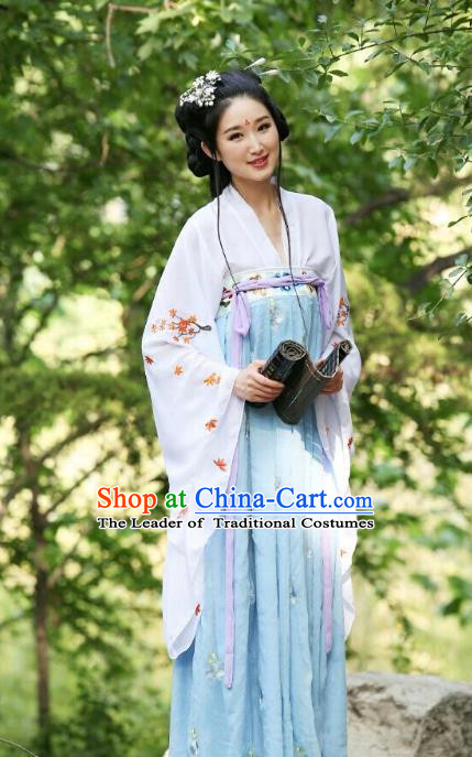 Traditional Chinese Hanfu Han Dynasty Princess Embroidery Costume, Elegant Hanfu Clothing Chinese Ancient Dress for Women