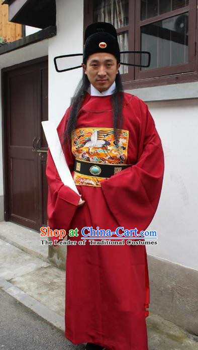 Top Grade Professional Beijing Opera Costume Ming Dynasty Minister Embroidered Robe, Traditional Ancient Chinese Peking Opera Embroidery Gwanbok Clothing