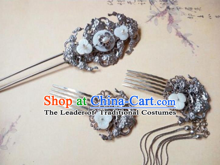Traditional Handmade Chinese Ancient Classical Hair Accessories Hairpins Tassel Hair Comb Complete Set for Women