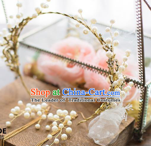 Top Grade Handmade Classical Hair Accessories Baroque Style Princess Pearls Hair Clasp Headwear for Women