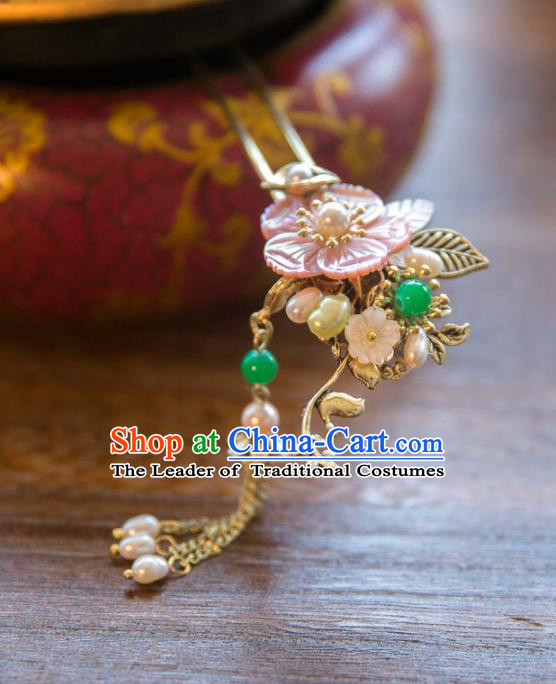 Aisan Chinese Handmade Classical Hair Accessories Pink Flowers Hair Clip, China Xiuhe Suit Hairpins Wedding Headwear for Women