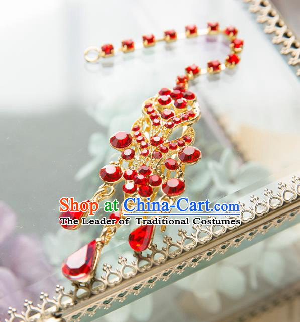 Aisan Chinese Handmade Classical Accessories Hanfu Red Crystal Earrings Wedding Headwear for Women