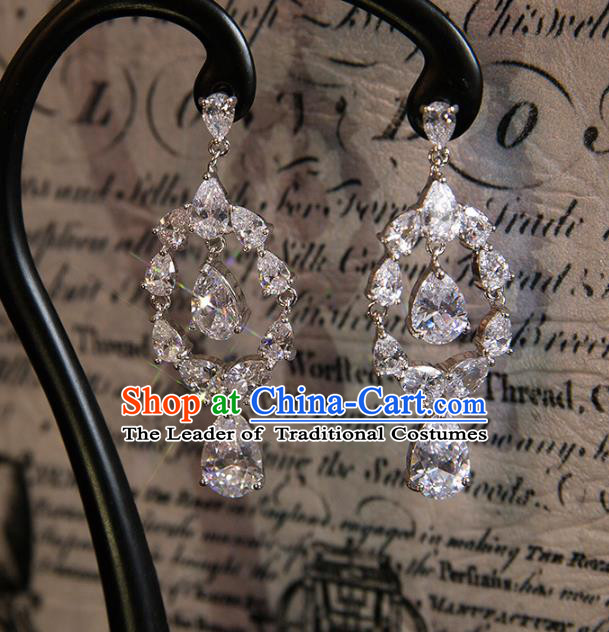 Top Grade Handmade Classical Hair Accessories Baroque Tassel Earrings, Princess Crystal Bride Eardrop for Women