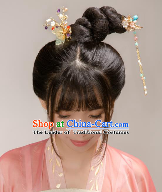 Aisan Chinese Handmade Classical Hair Accessories Hanfu Tassel Step Shake, China Xiuhe Suit Hairpins Wedding Headwear for Women