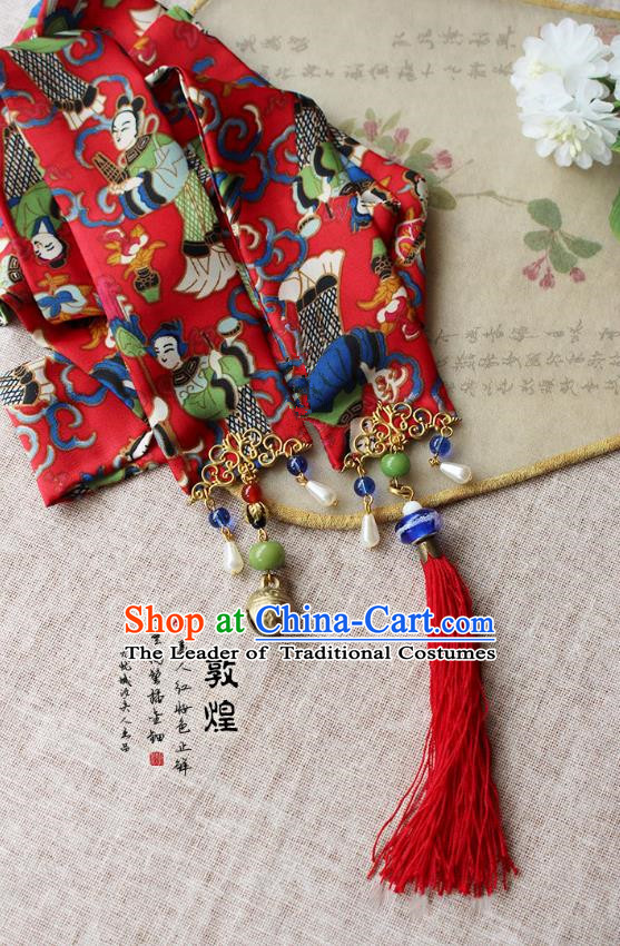 Chinese Handmade Classical Hair Accessories Red Hanfu Headband, China Xiuhe Suit Hair Clasp Headwear for Women