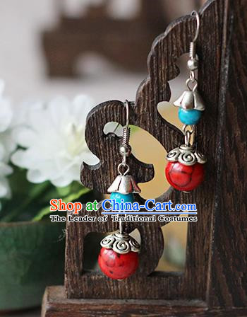 Chinese Handmade Classical Accessories Hanfu Red Tassel Earrings, China Xiuhe Suit Wedding Eardrop for Women
