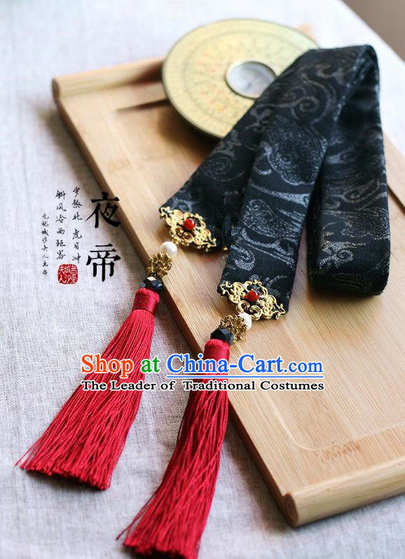 Chinese Handmade Classical Hair Accessories Hanfu Headband, China Ancient Black Hair Clasp Headwear for Women for Men