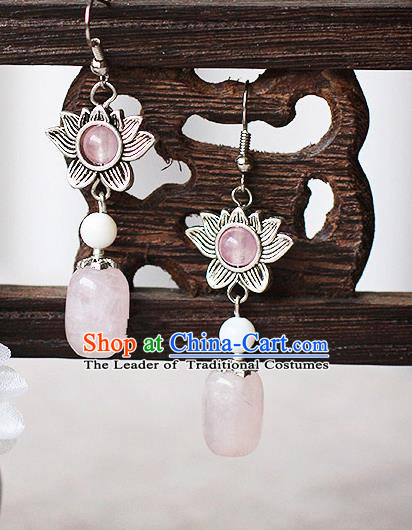 Chinese Handmade Classical Accessories Bride Earrings, China Xiuhe Suit Pink Bead Wedding Eardrop for Women