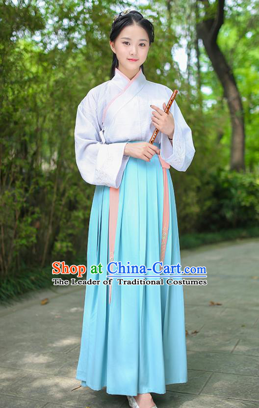Traditional Chinese Ancient Royal Princess Hanfu Costume, Asian China Han Dynasty Palace Lady Embroidered Dress for Women