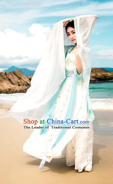 Traditional Chinese Ancient Palace Lady Costume, Asian China Song Dynasty Princess Embroidered Blouse and Skirts for Women