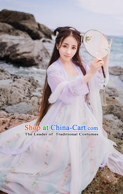 Traditional Chinese Ancient Palace Lady Costume, Asian China Song Dynasty Princess Embroidered BeiZi Blouse and Skirts for Women