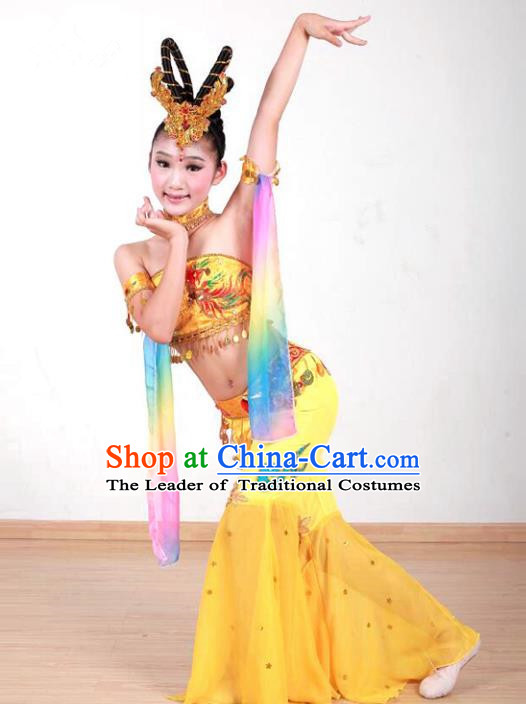 Traditional Chinese Dunhuang Flying Apsaras Dance Costume Folk Dance Clothing for Kids