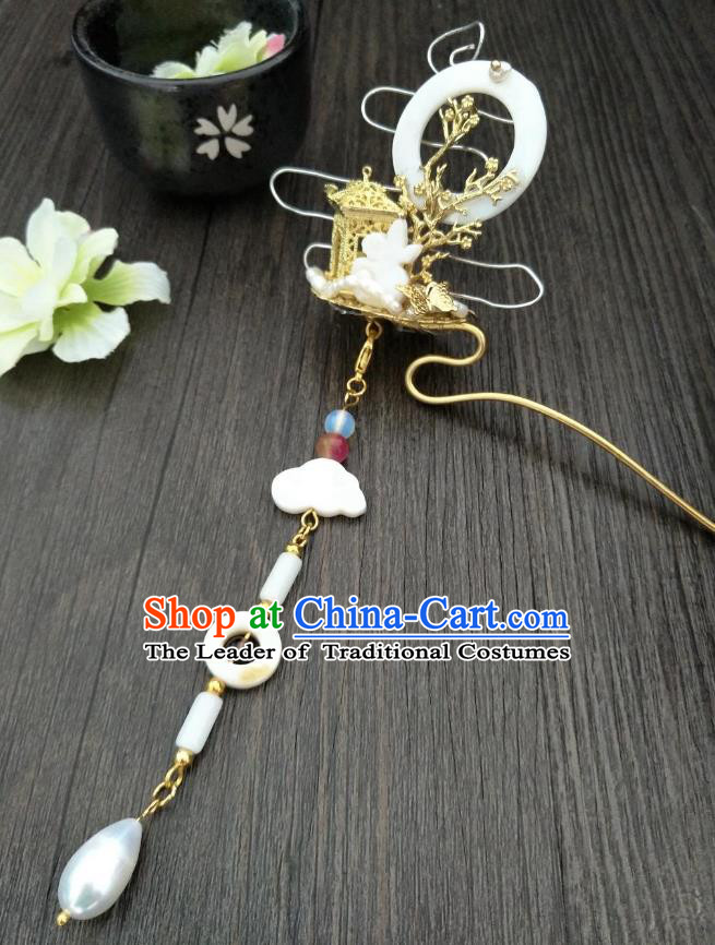 Traditional Handmade Chinese Hair Accessories Hanfu Tassel Hairpins, China Ancient Tang Dynasty Palace Lady Step Shake for Women