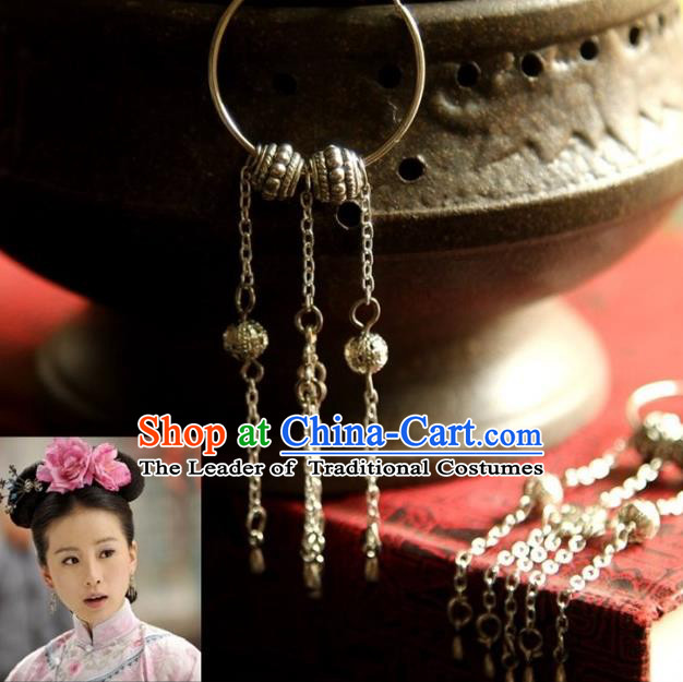 Traditional Handmade Chinese Hanfu Accessories Earrings, China Ancient Palace Lady Tassel Eardrop for Women