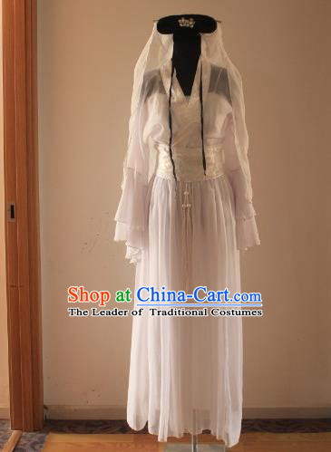 Traditional Chinese Classical Ancient Madam White Snake Costume, Asian China Song Dynasty Fairy Clothing for Women
