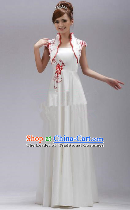 Traditional Chinese National Young Lady Qipao Costume, China Red Embroidered Cheongsam Dress for Women