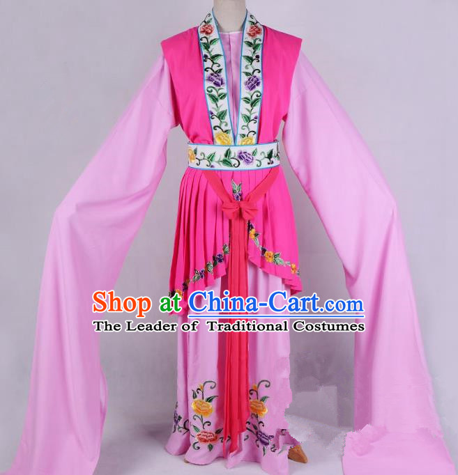 Top Grade Professional Beijing Opera Diva Costume Hua Tan Pink Embroidered Dress, Traditional Ancient Chinese Peking Opera Princess Embroidery Clothing
