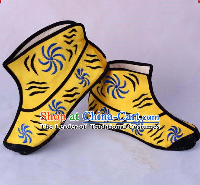 Traditional Beijing Opera Takefu Boots Handsome Monkey King Cloth Shoes, Ancient Chinese Peking Opera Wu-Sheng Boots
