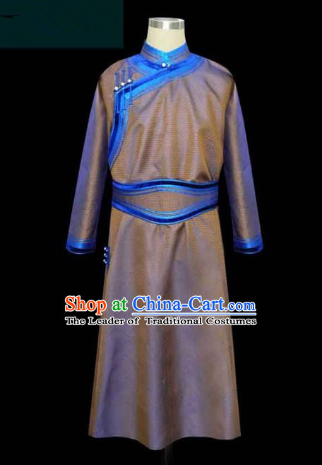 Traditional Chinese Mongol Nationality Costume, Chinese Mongolian Minority Nationality Royal Highness Mongolian Robe for Men