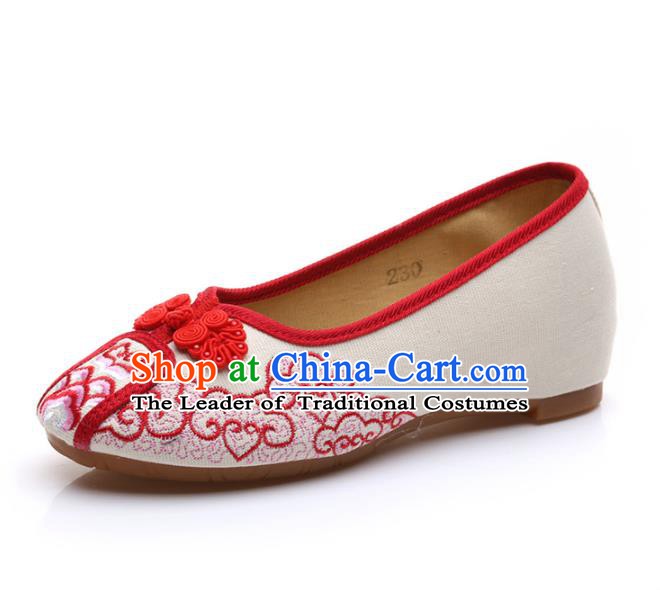Traditional Chinese National Embroidered Red Shoes, China Princess Embroidery Shoes for Women