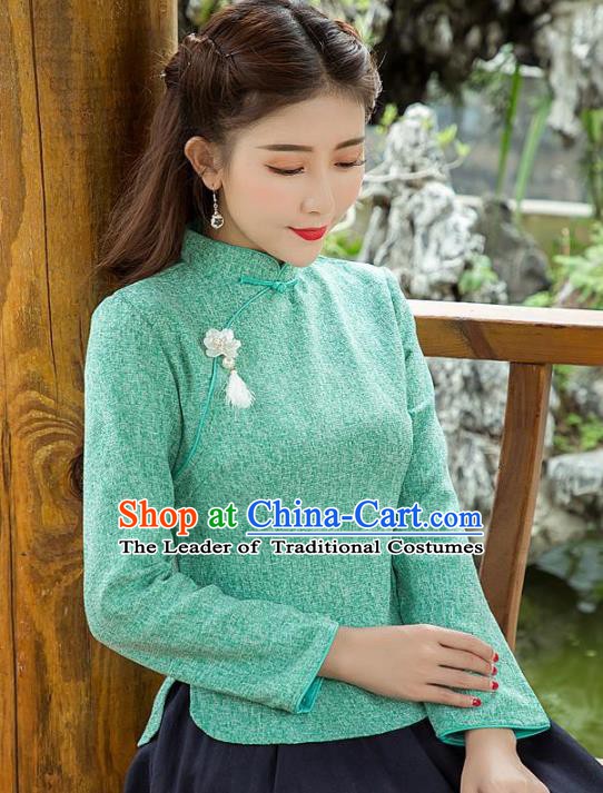 Traditional Chinese National Costume Hanfu Slant Opening Cheongsam Blouse, China Tang Suit Upper Outer Garment Shirt for Women