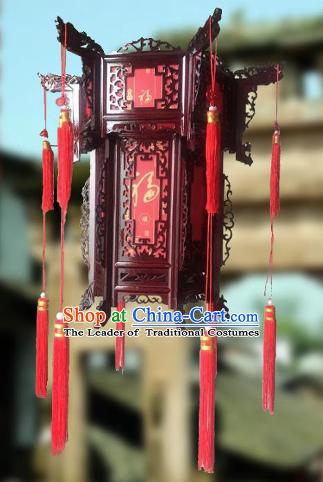 Traditional Chinese Handmade Hexagon Lantern Classical Wood Palace Lantern China Ceiling Palace Lamp