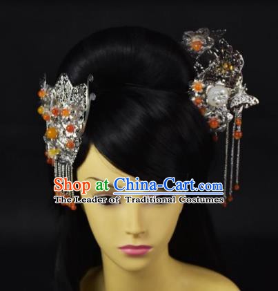Traditional Handmade Chinese Hair Accessories Hairpins Tassel Step Shake Hair Stick Headwear for Women