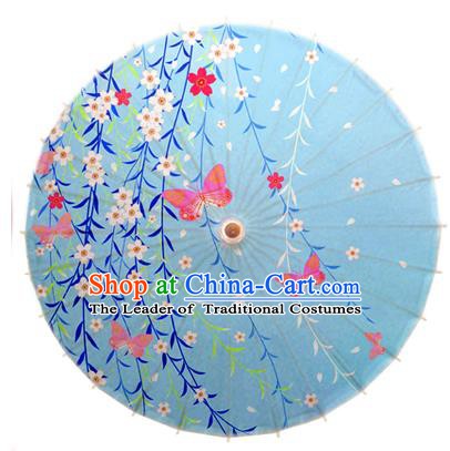 Asian China Dance Umbrella Handmade Classical Printing Butterfly Oil-paper Umbrellas Stage Performance Umbrella