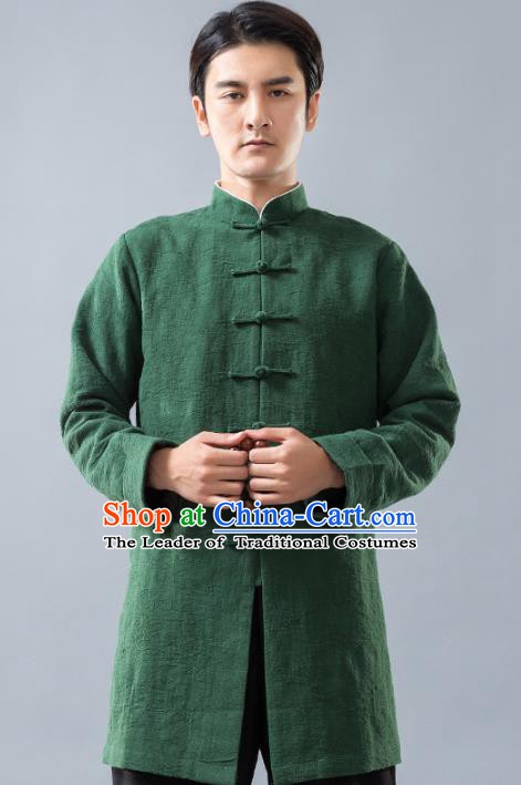 Top Grade Chinese Kung Fu Costume Tai Ji Training Uniform, China Martial Arts Green Tang Suit Gongfu Clothing for Men