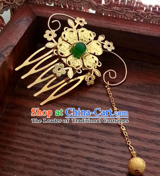 Traditional Handmade Chinese Ancient Classical Hair Accessories Golden Hair Comb Hairpins for Women