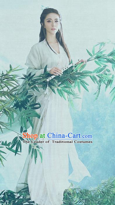 Chinese Ancient Young Lady Embroidered Costume, China Tang Dynasty Fairy Clothing for Women