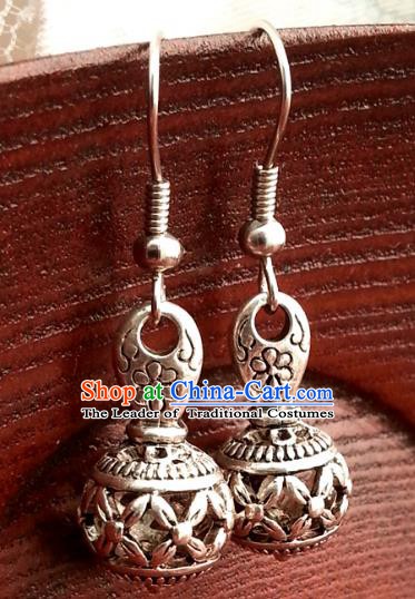Traditional Chinese Handmade Sliver Eardrop Ancient Palace Lady Princess Hanfu Classical Earrings for Women