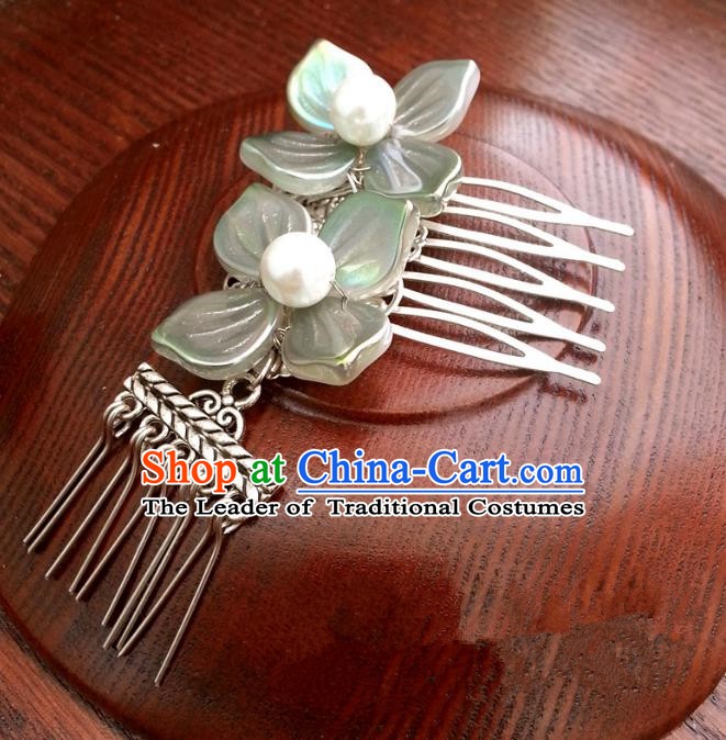 Traditional Chinese Handmade Classical Hair Accessories Flowers Hair Comb Ancient Hanfu Hairpins for Women