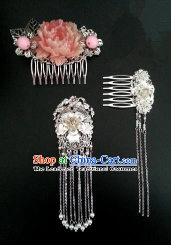 Traditional Chinese Handmade Classical Hair Accessories Tassel Hair Comb Ancient Hanfu Hairpins for Women