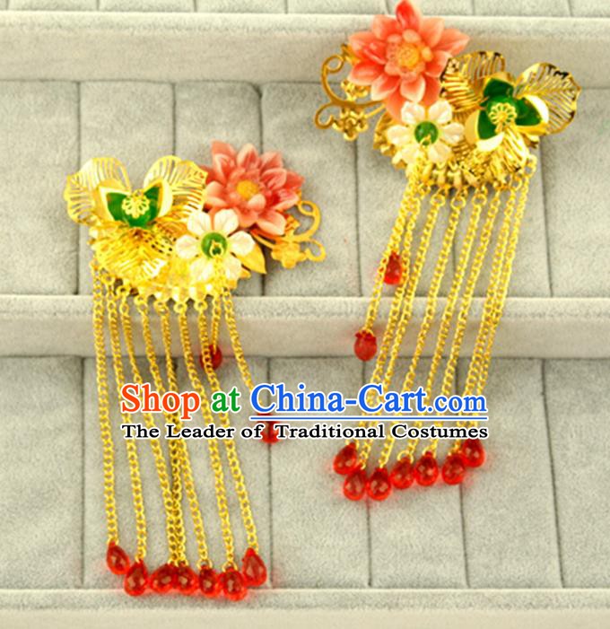 Asian Chinese Handmade Classical Hair Accessories Princess Hairpins Tassel Hair Stick for Women
