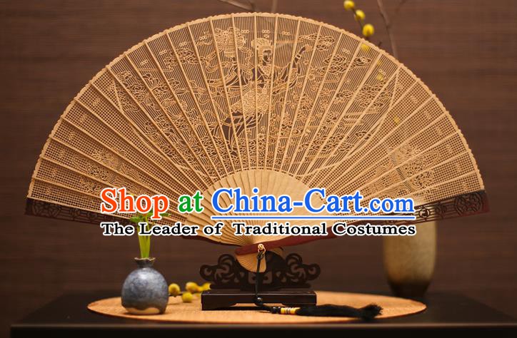 Traditional Chinese Crafts Sandalwood Fairy Folding Fan Sandal Fans for Women