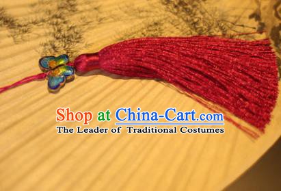 Traditional Chinese Crafts Folding Fan Pendant Red Tassel Fan Accessories for Women