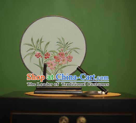 Traditional Chinese Crafts Round Silk Fan, China Palace Fans Princess Printing Flowers Circular Fans for Women